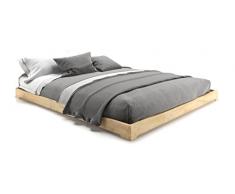 Letto in Legno, Letto Giapponese Modello Nokido 160x200 con reti a doghe, Non trattato