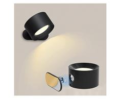 LED Lampada da Parete Interno Bianco/caldo Modalità di luminosità Controllo tattile Applique da Parete Grande Batteria Ricaricabile Faretti da parete Ruota a 360° LED Moderno per Comodino,Soggiorno