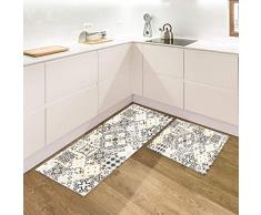 IlGruppone Set di 2 tappeti da Cucina Antiscivolo e Lavabili passatoia Cucina,Ingresso,Camera - Grigia