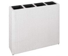 Lechnical Letto Rialzato da Giardino con 4 Vasi in Polyrattan Bianco