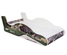 Angelbeds - Letto per bambini, motivo aereo, rete a doghe flessibile, 160 x 80 cm, telone 1