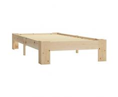 vidaXL - Letto Singolo in Legno di Pino Massiccio, 100 x 200 cm