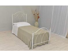 Letto singolo in ferro battuto Denise bianco decorato oro