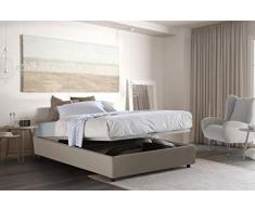 Talamo Italia Letto contenitore Matrimoniale Silvia Sommier, Made in Italy, Letto con rivestimento in ecopelle, Apertura frontale, adatto per materasso cm 160x190, Tortora