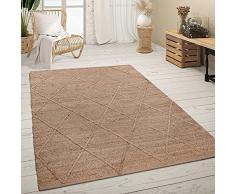 Tappeto Salotto Juta Fibra Naturale Fatto A Mano Moderno Scandinavo Tessitura 3D, Dimensione:120x170 cm, Colore:Natura