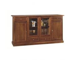 CREDENZA LEGNO VETRINA ARTE POVERA COLORE NOCE SCURO