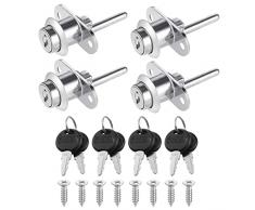 Hejo 4 Pezzi Serrature per Armadietti ,16mm Serratura Cilindro Lega di Zinco con Chiavi e Viti, Set di Serratura Armadietto per Schedari Armadio Vetrina Mobili (Nastro)