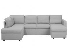 Beliani Divano Letto angolare Contenitore in Tessuto Grigio Chiaro Karrabo