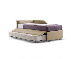 Letto Facile - Morph Dormeuse Imbottita in Tessuto con Letto Estraibile - Made in Italy, 202 x 90 x h72 cm (Beige)
