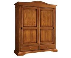 Milani Home s.r.l.s. armadio due ante in legno massiccio tinta noce in arte povera stile classico cm 180 x 67 x 225 h