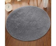 Shengwan Tappeto Rotondo a Pelo Corto Morbido Yoga Tappeto Decorativo Soggiorno Camera Grigio Argento Diametro 80cm