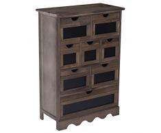 Serie Vintage credenza cassettiera Ermelo con lavagna legno di paulonia 30x60x87cm ~ marrone