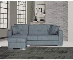 arredo Divano letto angolare Avada Chaise Lounge Reversibile Destra o Sinistra angolare con contenitore 3 posti 212 cm x 145 cm (Lino, Sasso)