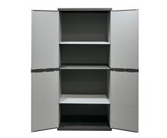 Mongardi Armadio Alto 4 Piani E 2 Ante, PVC e PP, Nero/Grigio, Unica