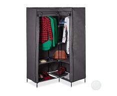 Relaxdays, Armadio Componibile ad Angolo, 3 Generazione, 8 Ripiani, 2 Aste Appendiabiti, 169x100x83 cm, Antracite, Acciaio, Tessuto, plastica, 1 Pz