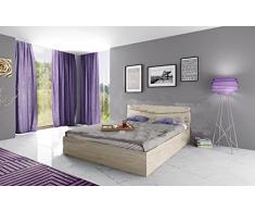 Letto Matrimoniale Economico Moderno Letto con Contenitore 3 Colorazioni Rovere Wengé Rovere Chiaro LI2008 (Solo Letto, Rovere Chiaro)