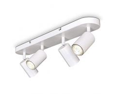 B.K.Licht Faretti da soffitto orientabili, attacco per 4 lampadine GU10 non incluse, plafoniera moderna in metallo bianco opaco, lunga 55cm, lampada da soffitto per salotto, camera da letto o cucina