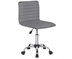 Yaheetech Sedia Ufficio Bianca da Scrivania a Rotelle Girevoli Sedia Ergonomica Imbottita Moderna da Camera da Letto Studio in Ecopelle Acciaio Altezza Regolabile Grigia