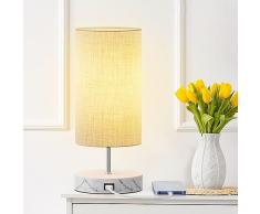 BokiHuk Lampada da Comodino, Dimmable Abat Jour da Comodino con Porte di Ricarica USB, Controllo Touch 3 Temperature LED Lampada da Letto per Soggiorno Ufficio