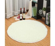 TOPCHANCES - Tappeto a pelo lungo, forma circolare, stile moderno, accogliente, super morbido, per camera da letto, soggiorno, casa, Consistenza., bianco, Diameter:100cm/39inch