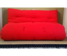 Divano letto futon double face base tatami colori rosso/arancio misura futon 160 x 200 cm