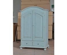 Estea Mobili - ARMADIO 2 PORTE 2 CASSETTI LEGNO COL AZZURRO CERATO PATINATO ANTICATO - codluis 1142 - 1142F