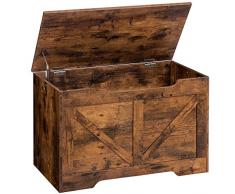 HOOBRO Cassapanca, Panca Contenitore per Bambini, con Cerniere di Sicurezza, Grande Piano, Manico Incorporato, Poggiapiedi, Baule per Giocattoli, Sgabello, Camera da Letto, Marrone Vintage EBF77CW01