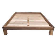 Vivere Zen - Letto in Legno massello Artigianale - Hiro - Struttura Naturale - Misura INT. 90x200 (EST. 99x209)