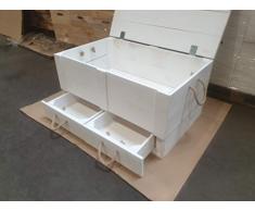 Kistenkolli - Cassapanca in legno anticato, stile rustico, con coperchio e 2 cassetti in bianco fiammato o palissandro in legno, dimensioni: 80 x 50 x 40 cm (L x P x A), colore: Bianco