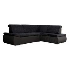 Meublo, modello Bonita, divano 3 posti angolare trasformabile, tessuto + ecopelle