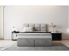 Tropea - Letto matrimoniale con contenitore e materasso (160 x 200 cm, grigio)