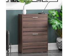 Home Discount 2 cassetti a Scorrimento scarpiera Armadio scarpiera in Legno corridoio Furniture unità, Noce