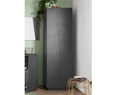 Dmora Armadio Multiuso, Made in Italy, Mobile Moderno, Portascarpe 5 Ripiani, cm 60x38h200, Colore, Grigio Ardesia 2 Ante