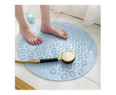 GHHQQZ Tappeto Doccia Antiscivolo Massaggio Forte Ventosa Protezione Ambientale PVC Poggiapiedi Domestico Tappetino Bagno, Circolare, 3 Colori, 55x55cm (Color : Blue, Size : 55cmx55cm 1-Tiles)
