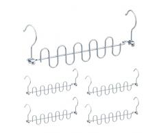 Relaxdays Set Grucce Multiple, per 10 Stampelle, Organizer per Armadio Salvaspazio, HLP 41,5 x 5 x 3,5 cm, Argentato, Ferro, Argento