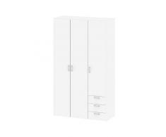 Esidra, Armadio a 3 Ante e 3 cassetti, 115x50x200cm