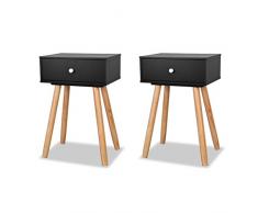Festnight Set 2 pz Comodini Sospeso Camera da Letto Design Moderno con Cassetta in Legno Massello di Pino Nero/Marrone,Comodino Cameretta,Comodino Porta Ogetti,Comodino Porta Telefono 40x30x61 cm