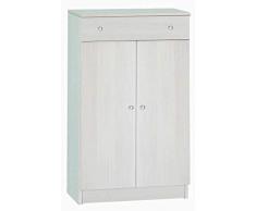 Esidra Armadio Basso Multiuso 2 Ante + cassetto, Legno Chiaro, 62 x 34 x 105 cm