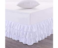 Gonna da Letto Matrimoniale a Balze, avvolgenteha Elasticità Colore Solido Poliestere Molle Comodo Fade Resistente (Color : A, Size : 150X200+38)