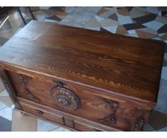 Decocraft Cassapanca in Legno tavolino Baule Vintage in Legno ottomano Ripiani (SM1)