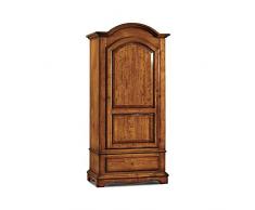 InHouse srls Armadio Cappello Tondo, Arte povera, in Legno massello e MDF con rifinitura in Noce Lucido - Mis. 96 x 56 x 196