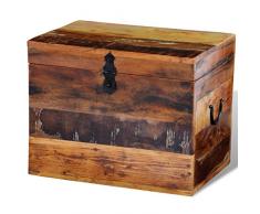 Festnight Cassapanca Mobile in Legno Anticato Massello con Coperchio 39 x 28 x 31 cm