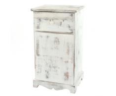 Mendler Serie vintage comodino legno paulonia cassetto sportello 29x35x63cm bianco