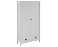 Ksodgun Armadio a 2 Ante Hill Range Mobilia Guardaroba Armadio Alto Armadio Multiuso 89x50x170cm Bianco Pino Massiccio