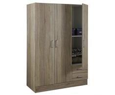 AVANTI TRENDSTORE - Balu 2,3 e 4, Armadio ad Ante a Battente, Disponibile in 2 Diversi Colori e 3 Diverse larghezze (Marrone, 3 Ante)