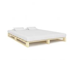 vidaXL Giroletto in Pallet a Doghe Classico Robusto Rustico Struttura Telaio Scocca Letto 140x200 cm Colore Naturale Legno Massello di Pino