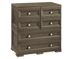 Tontarelli Omnimodus Cassettiera 4 Cassetti Piccoli 2 Grandi, Plastica, Wengè, 79x47x85.5 cm