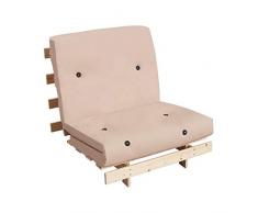 Volowoo Futon - Divano letto singolo con struttura in legno, Beige, Singolo