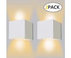 LEDMO 2 Pezzi 12W Lampada da Parete Interni/Esterno Lampada da Parete Mordern in Alluminio – Lampade da Parete Luce dimmerabile ip65 Impermeabile da Parete Illuminazione, 3000K Bianco Caldo