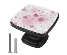 Piazza Manopole per Armadietti Rosa fiori di ciliegio in cristallo per maniglioni per cassettiera Closet （4 pezzi） 3x2.1x2 cm